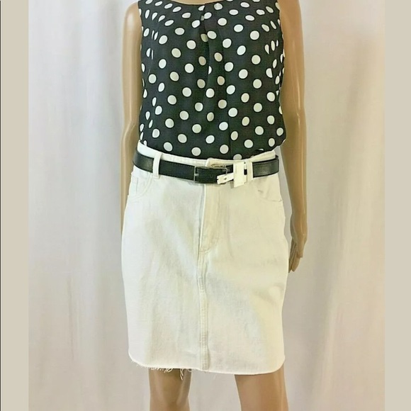 h and m white denim skirt